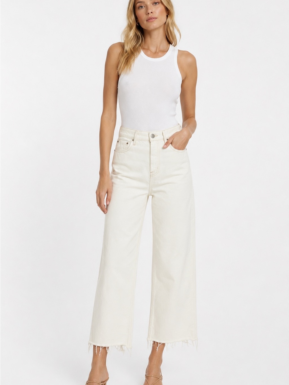 Frame Denim Women's Wide Leg Jeans in Off-White/Cream